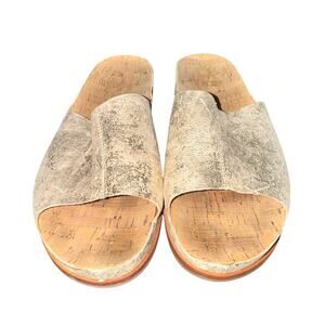 Kork-Ease Tutsi Slides Women's Size 11 M Gold Leather Sandal Slip On Shoe